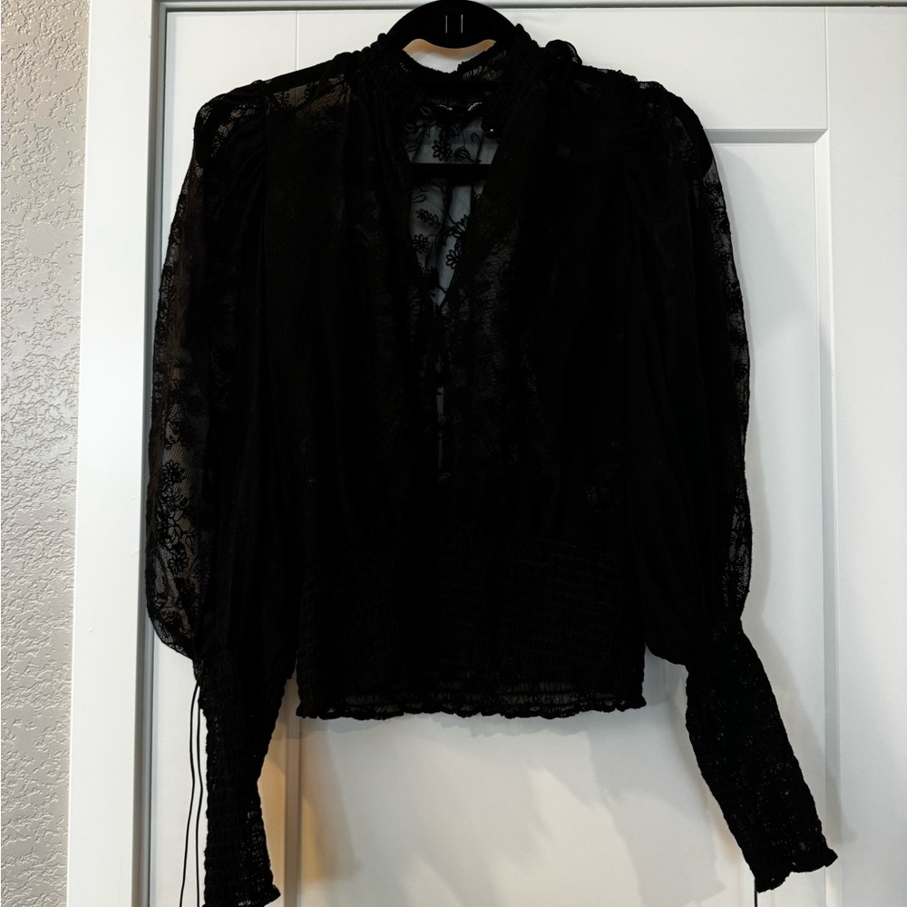 For Love And Lemons Black Lace Blouse